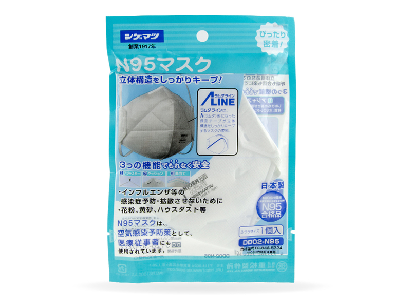 日本重松制作所DD02 N95級別防粉塵霧霾口罩顆粒物花粉飛沫無閥(圖5)